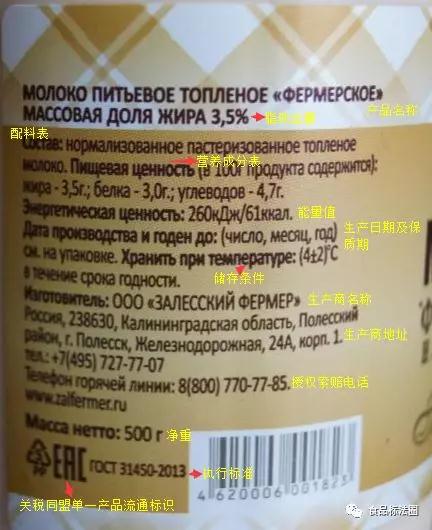俄罗斯乳制品标签要求解读(图1)